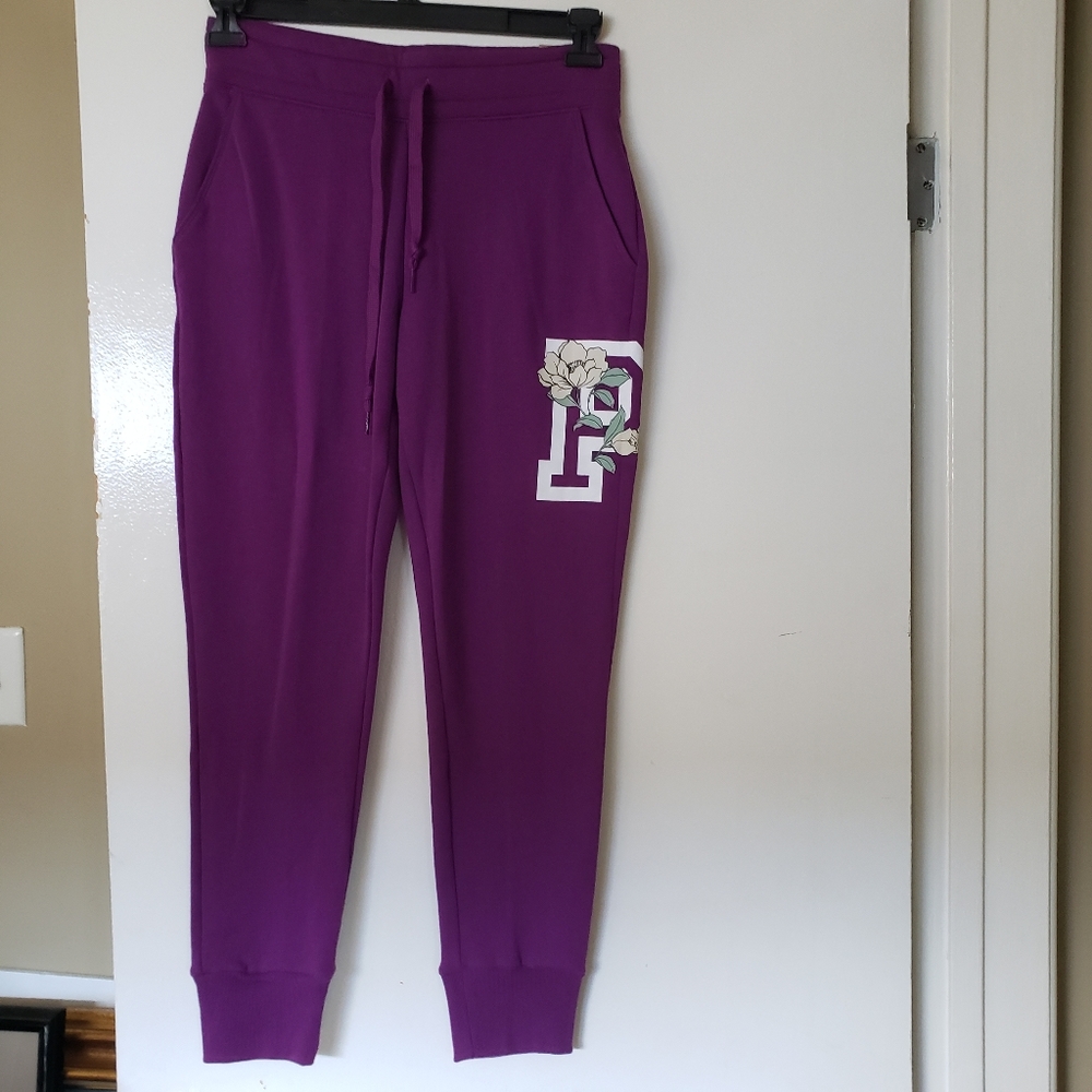 PINK Victoria's Secret Mid Rise Purple Skinny Jogger Side Pockets, Size S/P